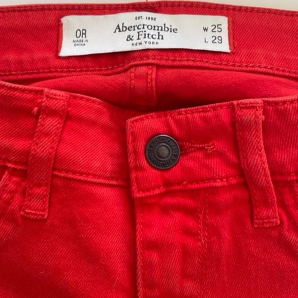 Abercrombie & Fitch | Y2K Vintage Neon Red/Orange Low-Rise Skinny Jeans, Size 0R - Picture 11 of 13